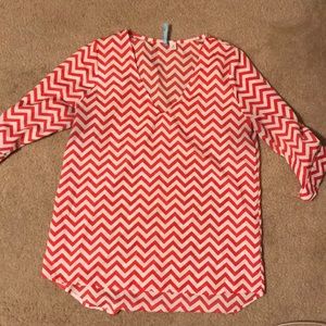 Chevron red and white dress shirt